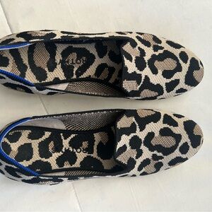 Rothy's Black and Tan Animal Print Loafers